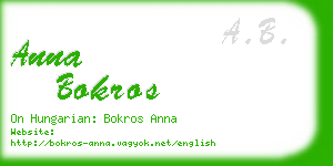 anna bokros business card